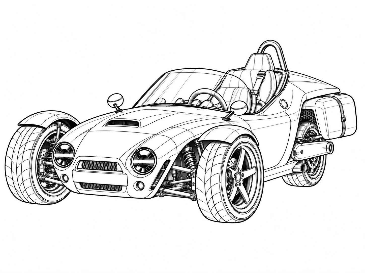Linienzeichnung des fiktiven dreirädrigen XR 01